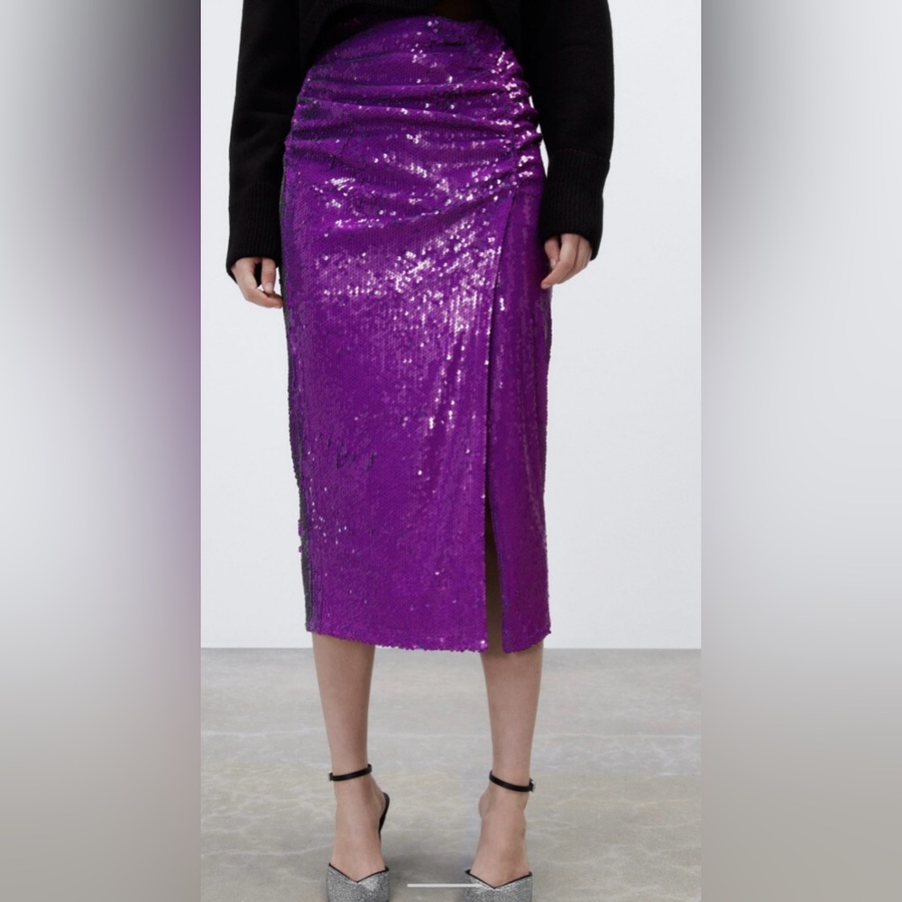 Zara purple sequin skirt
